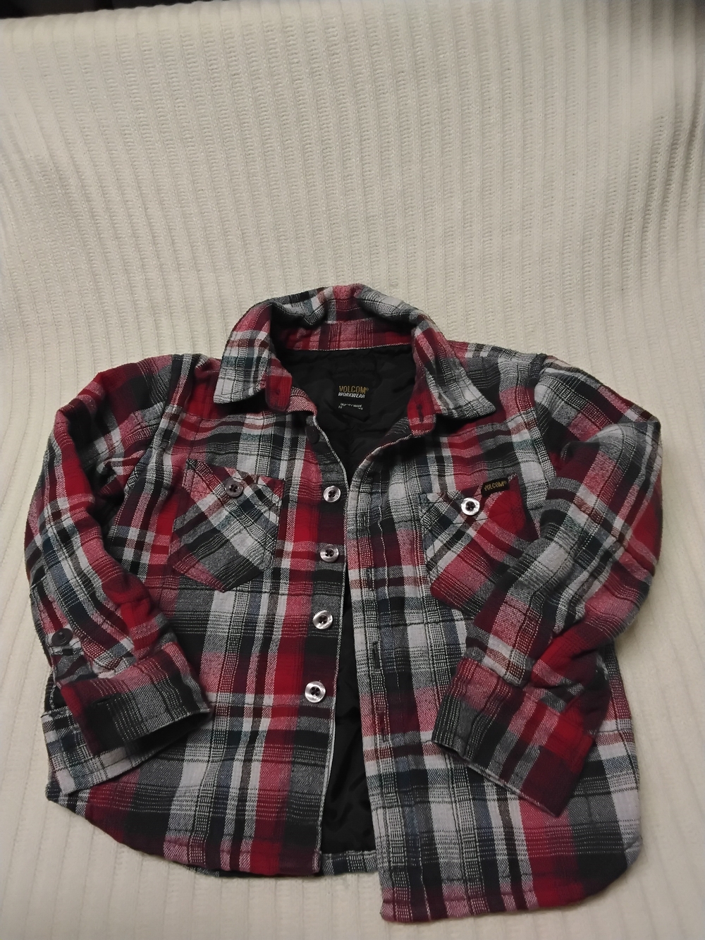 Kids Red and Black Plaid Flannel Shirt Jacket Size 2T